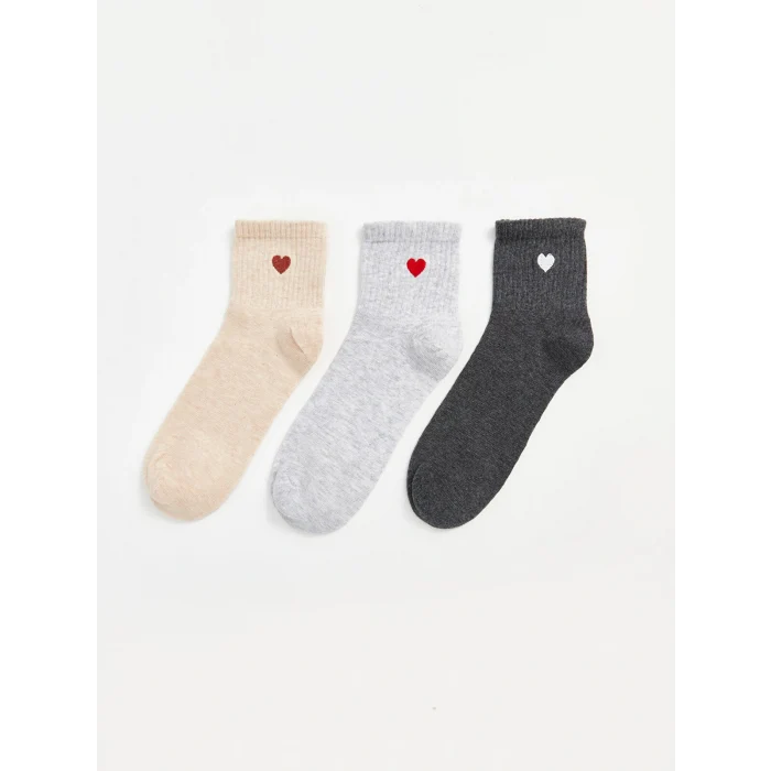 LCW DREAM Bej Baskılı Kadın Soket Çorap 3lü