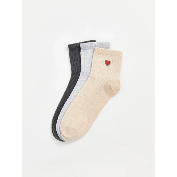 LCW DREAM Bej Baskılı Kadın Soket Çorap 3lü