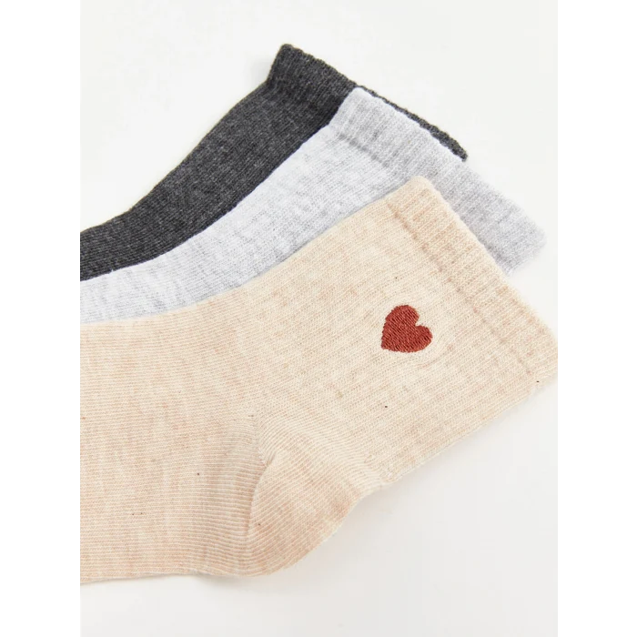 LCW DREAM Bej Baskılı Kadın Soket Çorap 3lü