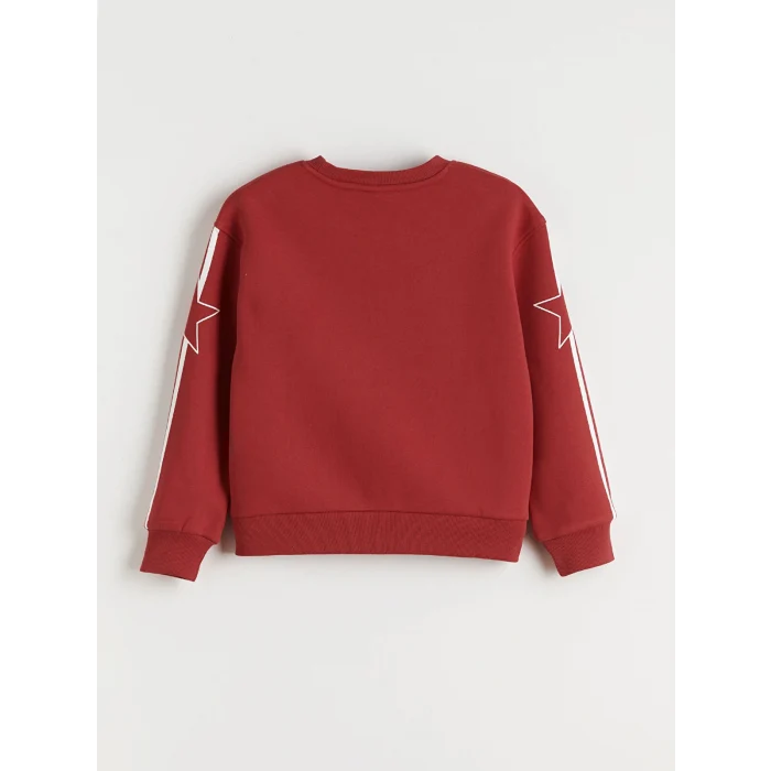 LCW Kids Kırmızı Bisiklet Yaka Tokyo Baskılı Kız Çocuk Sweatshirt