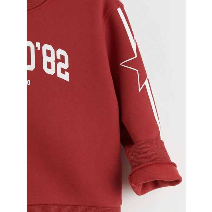 LCW Kids Kırmızı Bisiklet Yaka Tokyo Baskılı Kız Çocuk Sweatshirt