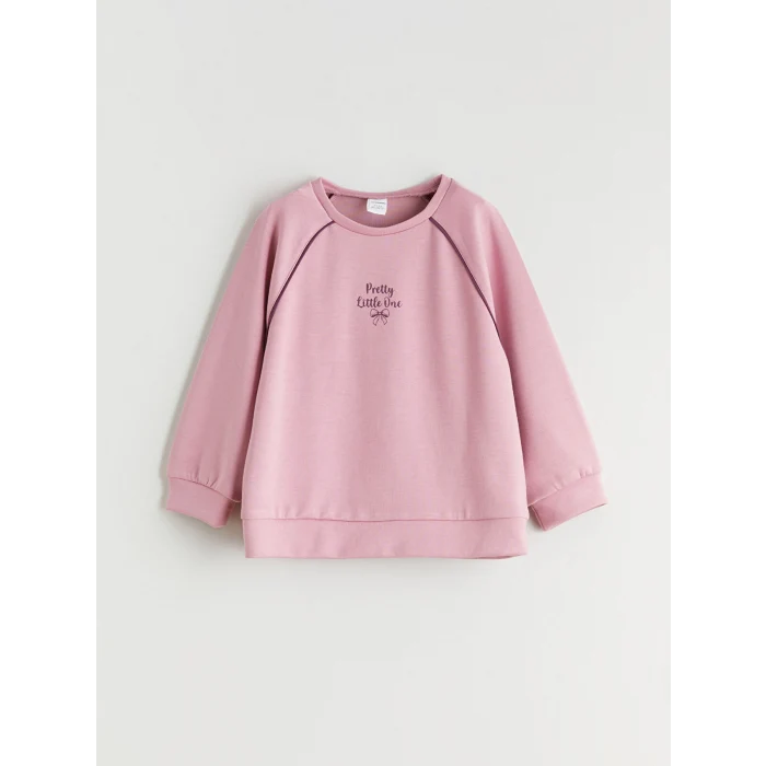 LCW Kids Lila Bisiklet Yaka Kız Çocuk Sweatshirt ve Eşofman Altı