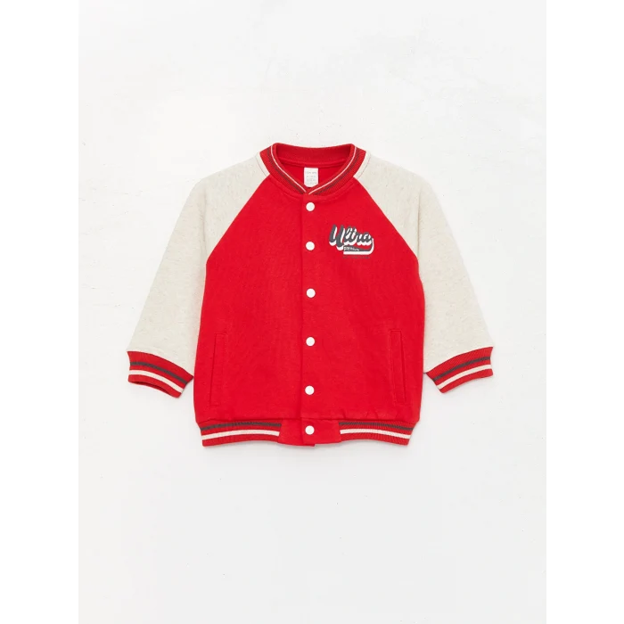 LCW baby Kırmızı Bisiklet Yaka Uzun Kollu Baskılı Erkek Bebek Sweatshirt ve Pantolon 2li Takım