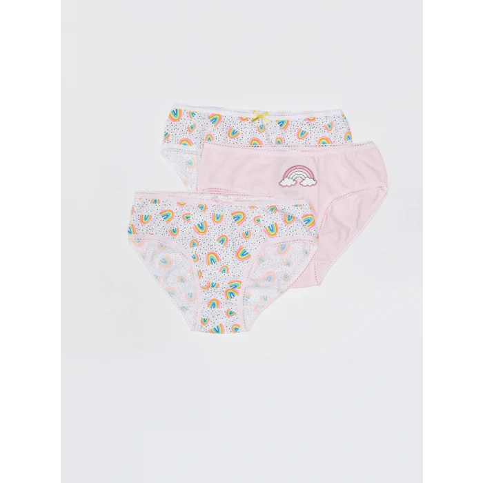 LCW Kids Beyaz Baskılı Kız Çocuk Külot 3lü