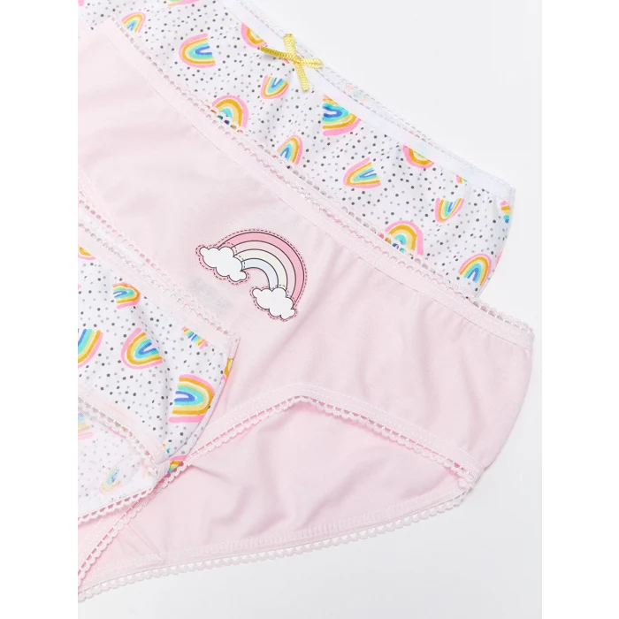 LCW Kids Beyaz Baskılı Kız Çocuk Külot 3lü
