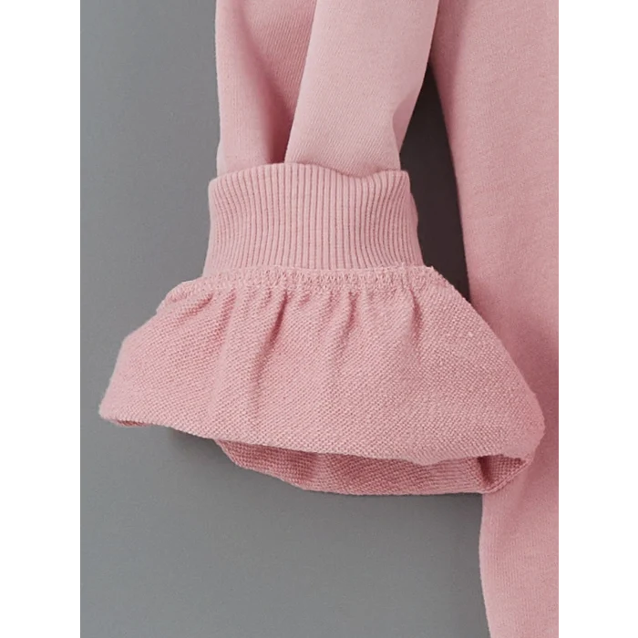 LCW Kids Pembe Bisiklet Yaka Kız Çocuk Sweatshirt ve Tayt