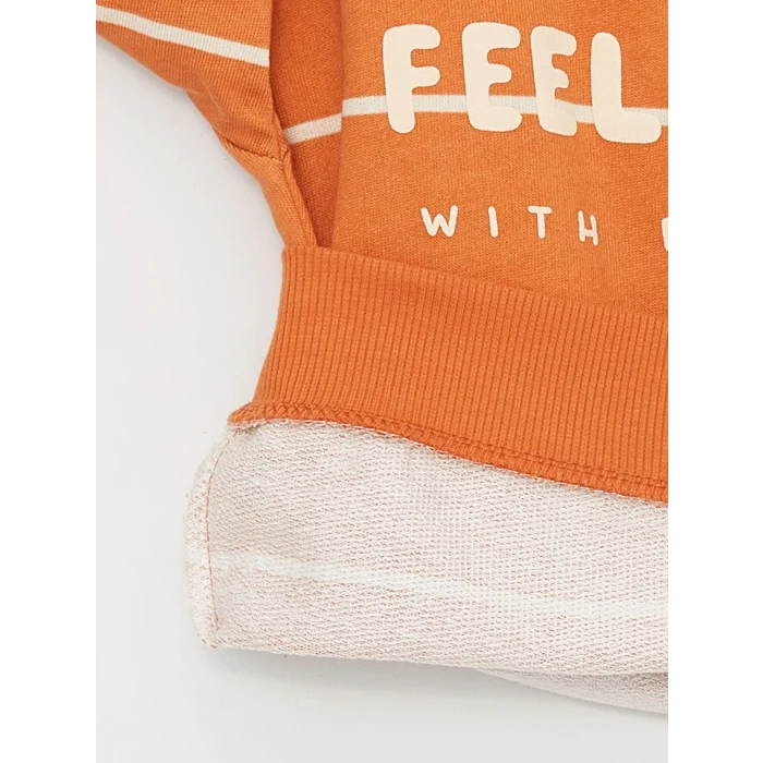 LCW baby Turuncu Bisiklet Yaka Uzun Kollu Erkek Bebek Sweatshirt ve Pantolon 2li Takım