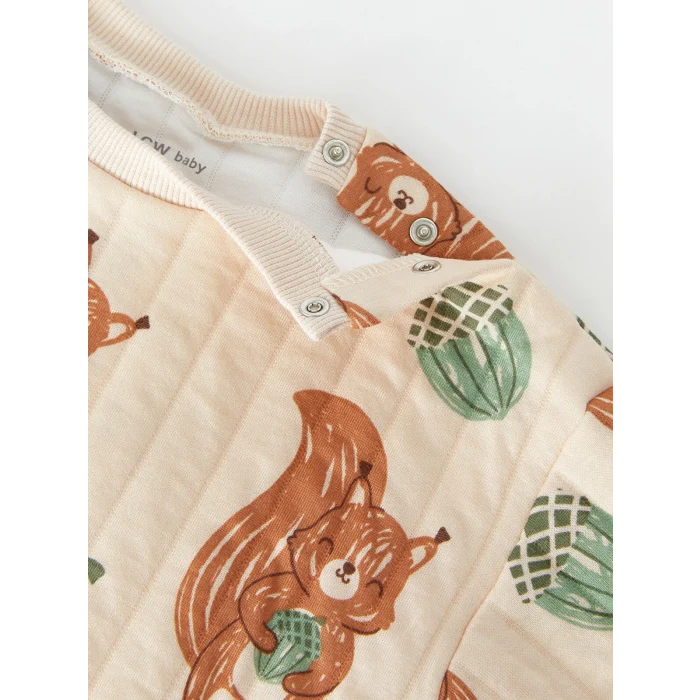 LCW baby Bej Bisiklet Yaka Erkek Bebek Sweatshirt ve Eşofman Alt 2li