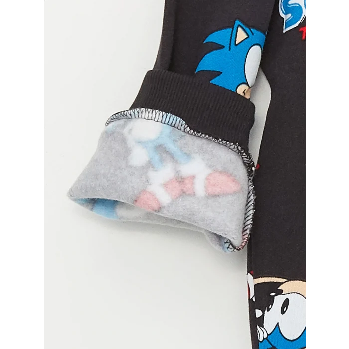 LCW baby Antrasit Bisiklet Yaka Uzun Kollu Sonic The Hedgehoc Baskılı Erkek Bebek Sweatshirt