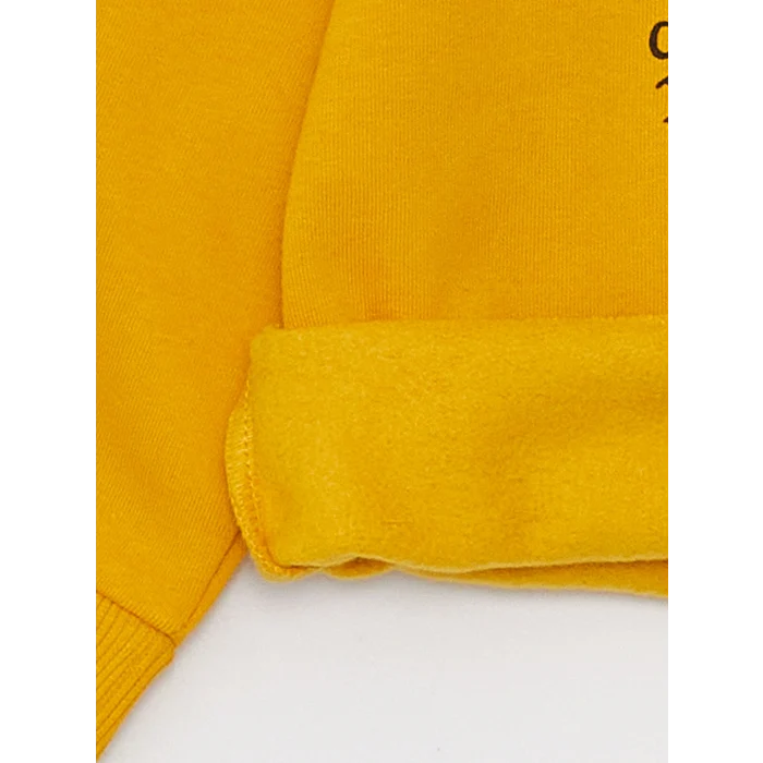 LCW baby Sarı Bisiklet Yaka Baskılı Erkek Bebek Sweatshirt