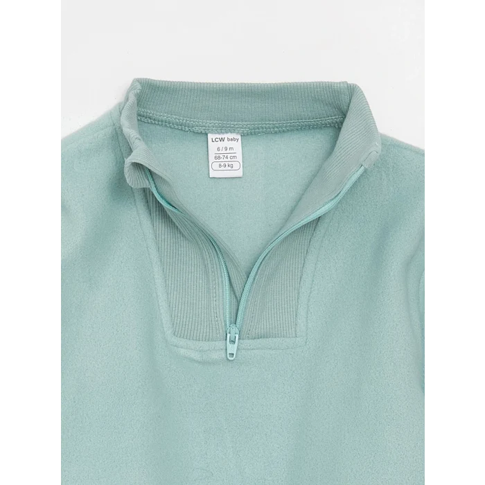 LCW baby Yeşil Bisiklet Yaka Uzun Kollu Baskılı Erkek Bebek Sweatshirt ve Pantolon 2li Takım