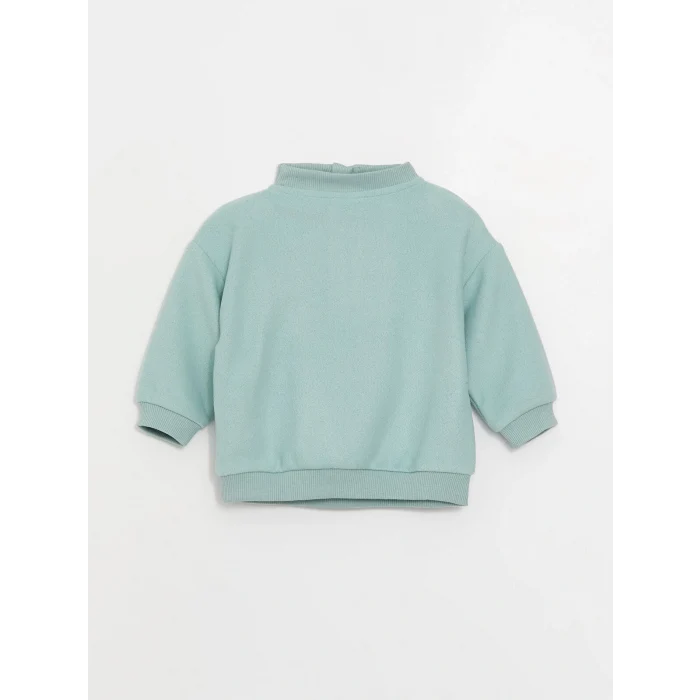 LCW baby Yeşil Bisiklet Yaka Uzun Kollu Baskılı Erkek Bebek Sweatshirt ve Pantolon 2li Takım