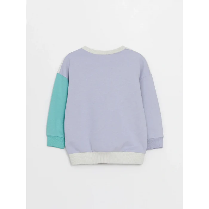 LCW baby Gri Bisiklet Yaka Baskılı Erkek Bebek Sweatshirt