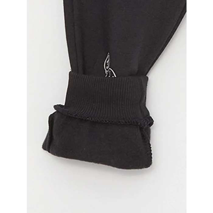 LCW baby Siyah Beli Lastikli Baskılı Erkek Bebek Jogger Eşofman Alt