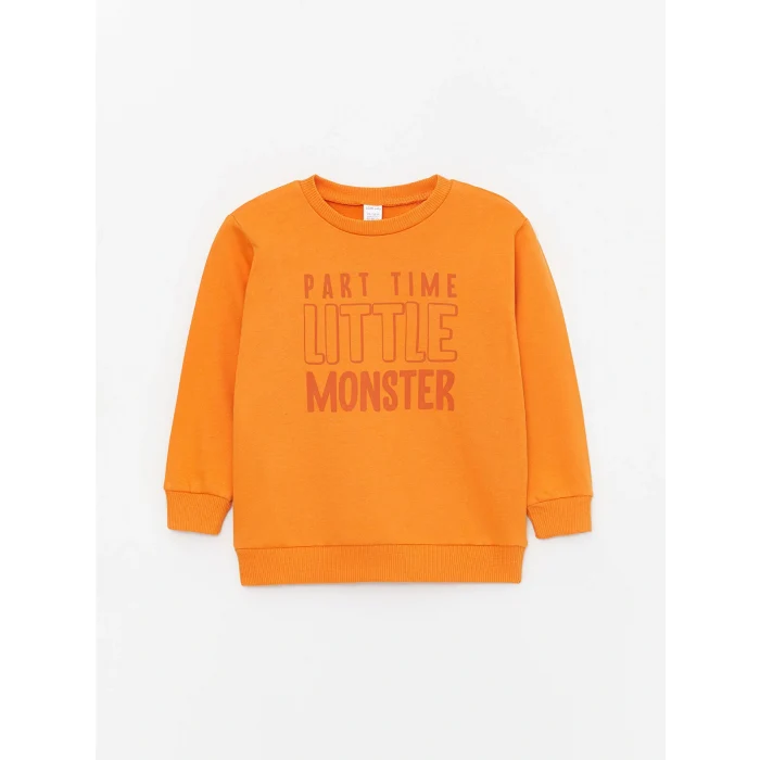 LCW baby Turuncu Baskılı Uzun Kollu Erkek Bebek Sweatshirt 2li