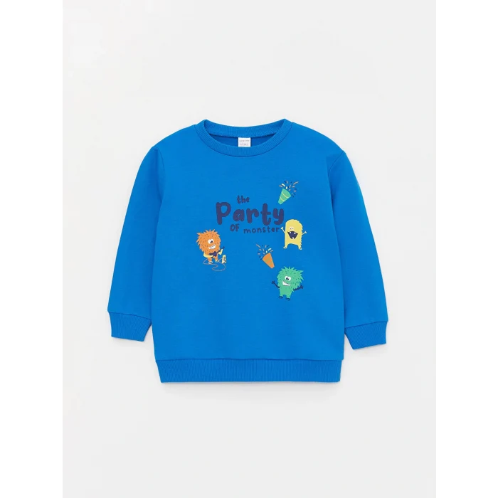 LCW baby Turuncu Baskılı Uzun Kollu Erkek Bebek Sweatshirt 2li