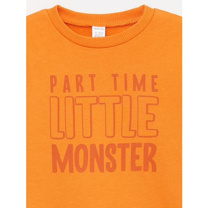 LCW baby Turuncu Baskılı Uzun Kollu Erkek Bebek Sweatshirt 2li