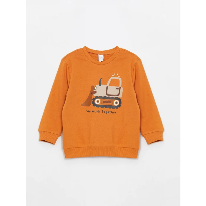 LCW baby Turuncu Bisiklet Yaka Baskılı Uzun Kollu Erkek Bebek Sweatshirt 2li