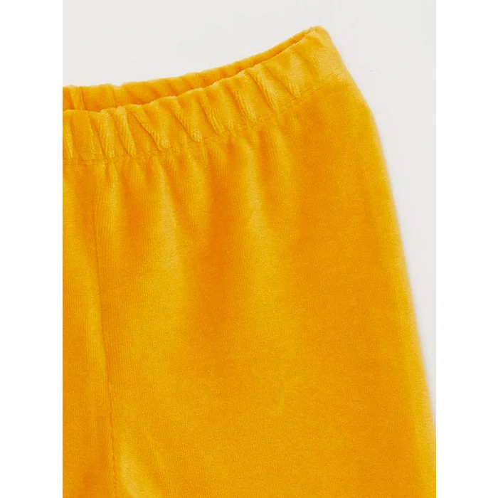 LCW baby Ekru Bisiklet Yaka Baskılı Kadife Erkek Bebek Pijama Takımı