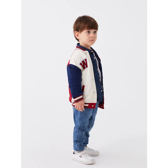 LCW baby Kırmızı Kolej Yaka Uzun Kollu Erkek Bebek Fermuarlı Sweatshirt