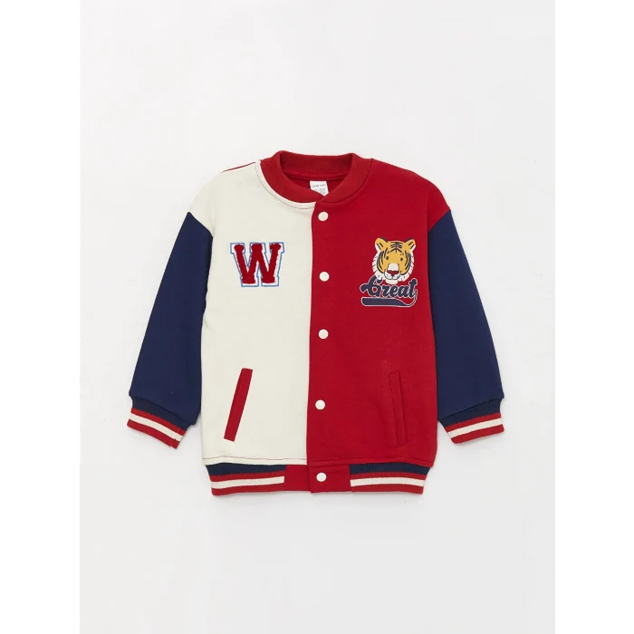 LCW baby Kırmızı Kolej Yaka Uzun Kollu Erkek Bebek Fermuarlı Sweatshirt