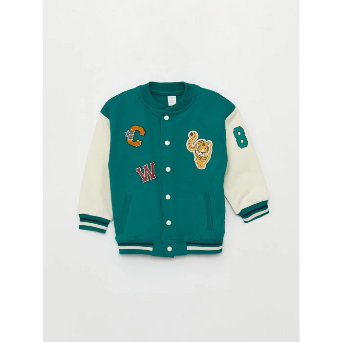 LCW baby Yeşil Kolej Yaka Erkek Bebek Bomber Ceket