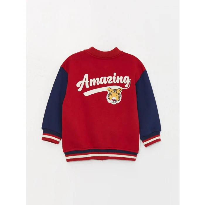 LCW baby Kırmızı Kolej Yaka Uzun Kollu Erkek Bebek Fermuarlı Sweatshirt