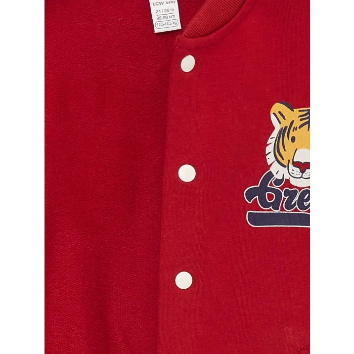 LCW baby Kırmızı Kolej Yaka Uzun Kollu Erkek Bebek Fermuarlı Sweatshirt