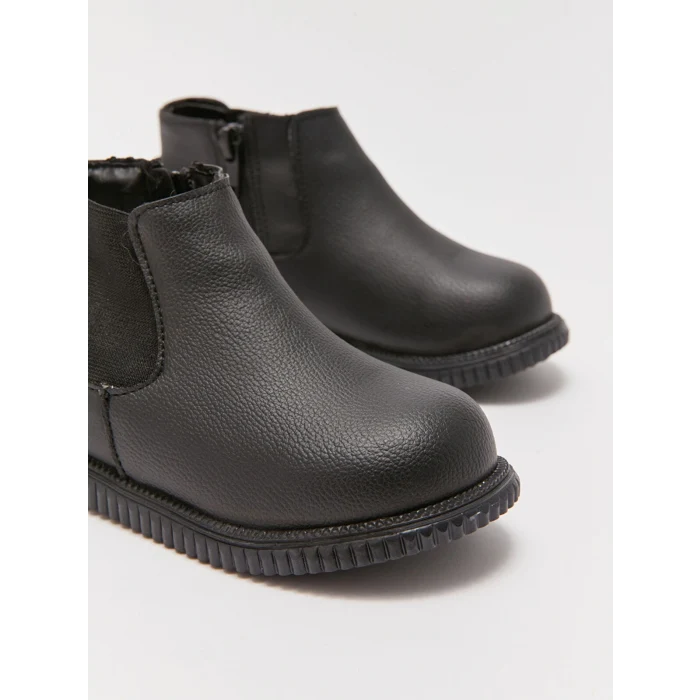 LCW STEPS Siyah Yanları Lastikli Fermuarlı Erkek Bebek Bot