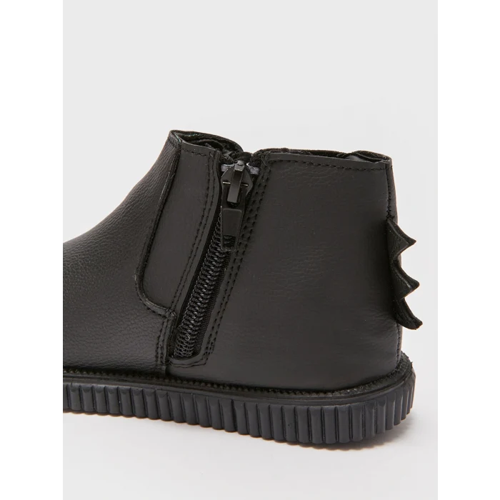 LCW STEPS Siyah Yanları Lastikli Fermuarlı Erkek Bebek Bot