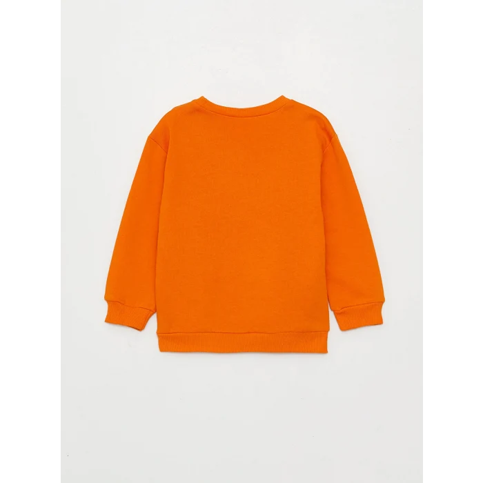 LCW baby Turuncu Bisiklet Yaka Baskılı Erkek Bebek Sweatshirt