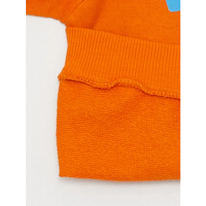 LCW baby Turuncu Bisiklet Yaka Baskılı Erkek Bebek Sweatshirt