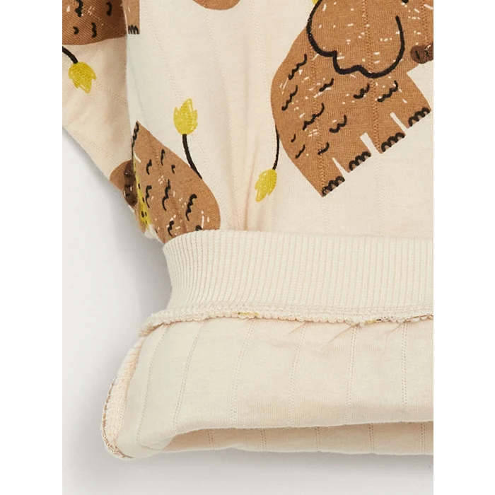 LCW baby Bej Bisiklet Yaka Baskılı Erkek Bebek Sweatshirt ve Eşofman Alt 2li