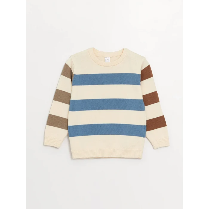 LCW baby Karışık Bisiklet Yaka Çizgili Erkek Bebek Triko Kazak