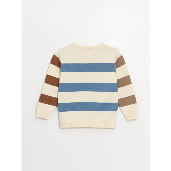 LCW baby Karışık Bisiklet Yaka Çizgili Erkek Bebek Triko Kazak