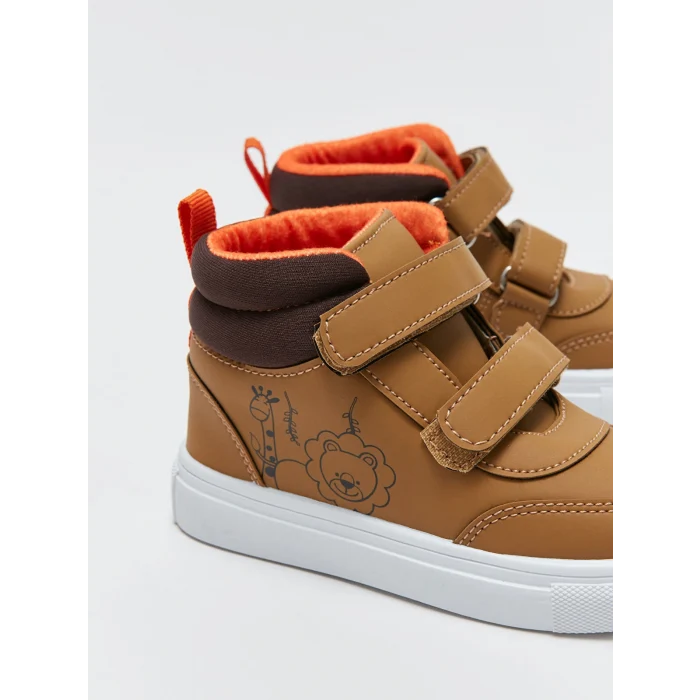 LCW STEPS Bej Baskılı Cırt Cırtlı Erkek Bebek Bot