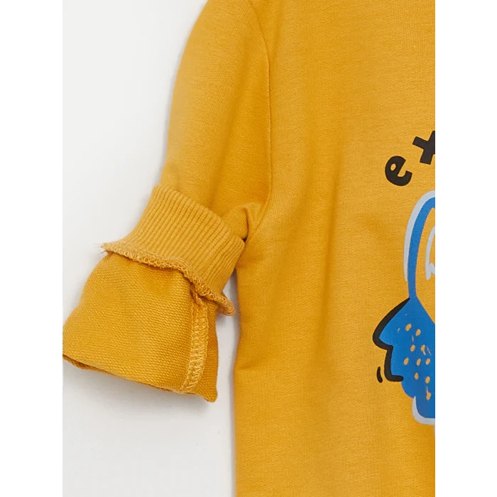 LCW baby Bej Bisiklet Yaka Uzun Kollu Baskılı Erkek Bebek Sweatshirt 2li