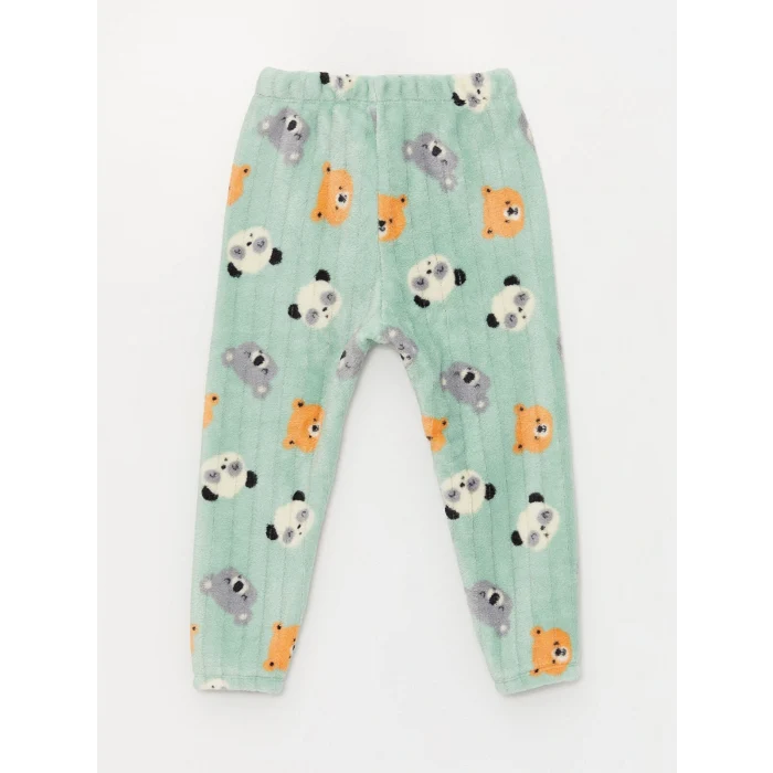 LCW baby Yeşil Bisiklet Yaka Uzun Kollu Desenli Erkek Bebek Pijama Takımı