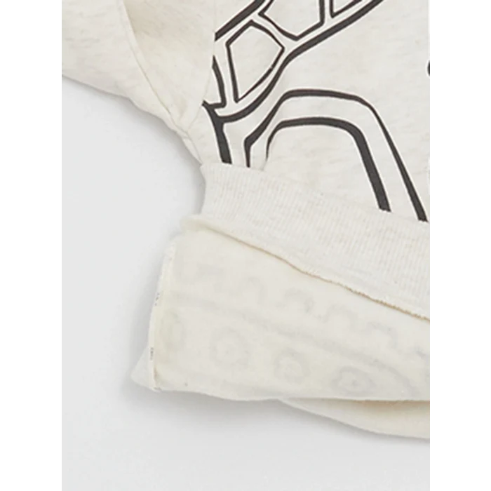 LCW baby Ekru Baskılı Uzun Kollu Erkek Bebek Sweatshirt 2li