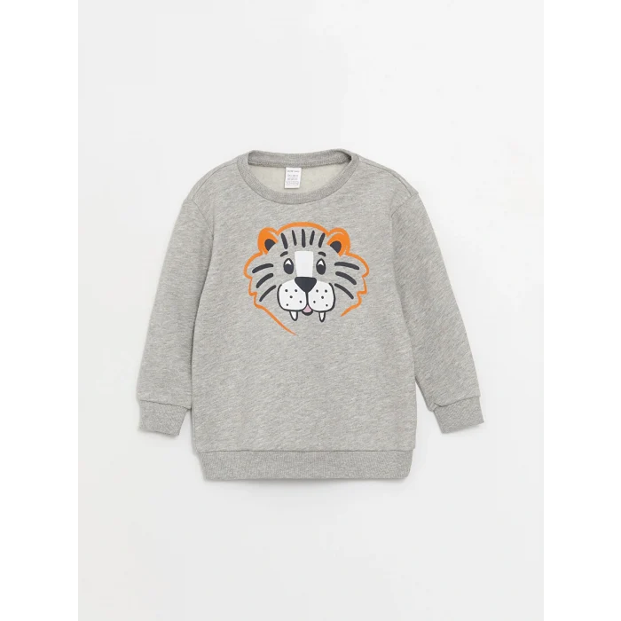LCW baby Gri Bisiklet Yaka Uzun Kollu Erkek Bebek Sweatshirt 2li