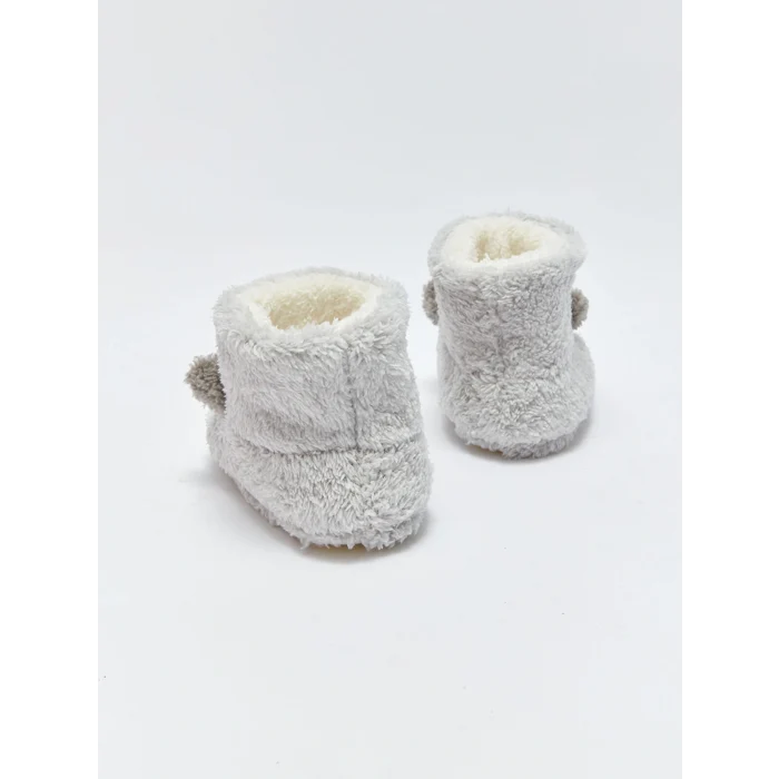 LCW STEPS Gri 3D Aplike Detaylı Nakışlı Erkek Bebek Ev Botu