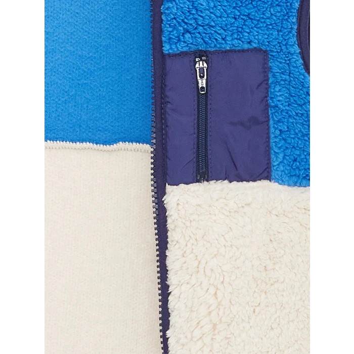 LCW baby Mavi Dik Yaka Renk Bloklu Polar Erkek Bebek Yelek