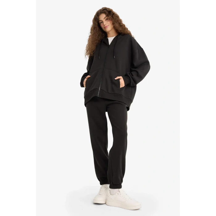 Defacto S7370AZBK81 Siyah Jogger Fit Esnek Bantlı Paça Kalın Kumaş Pantolon