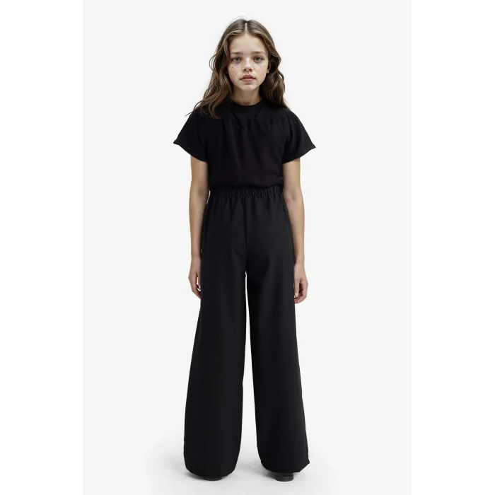Defacto F2257A8BK27 Siyah Kız Çocuk Wide Leg Geniş Paça Pantolon