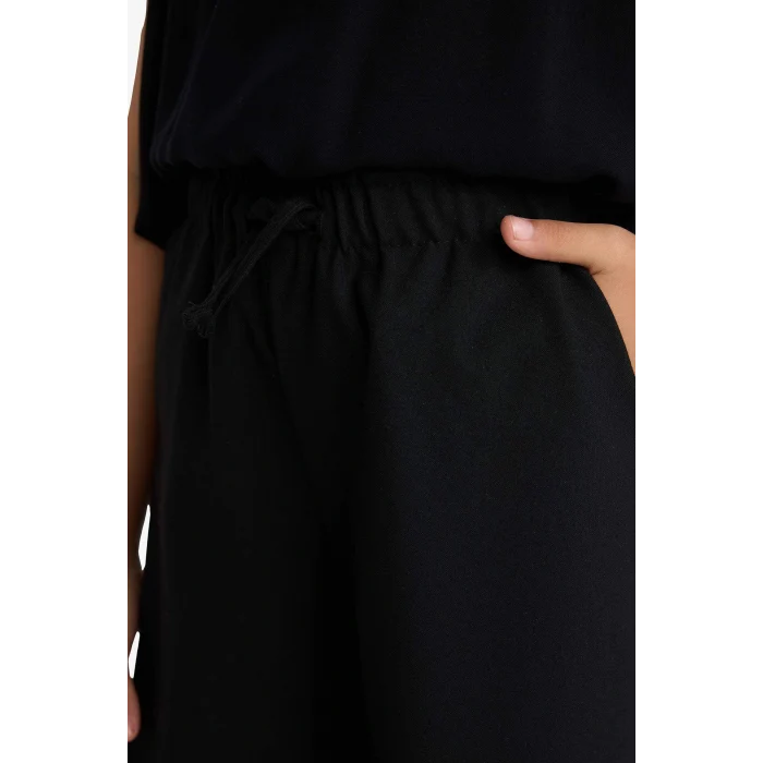 Defacto F2257A8BK27 Siyah Kız Çocuk Wide Leg Geniş Paça Pantolon