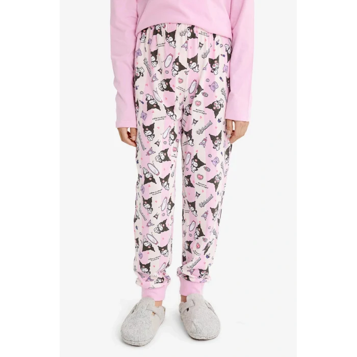 Defacto F7358A8PR66 Mor Kız Çocuk Kuromi Pijama Takımı Uzun Kollu Üst Uzun Alt