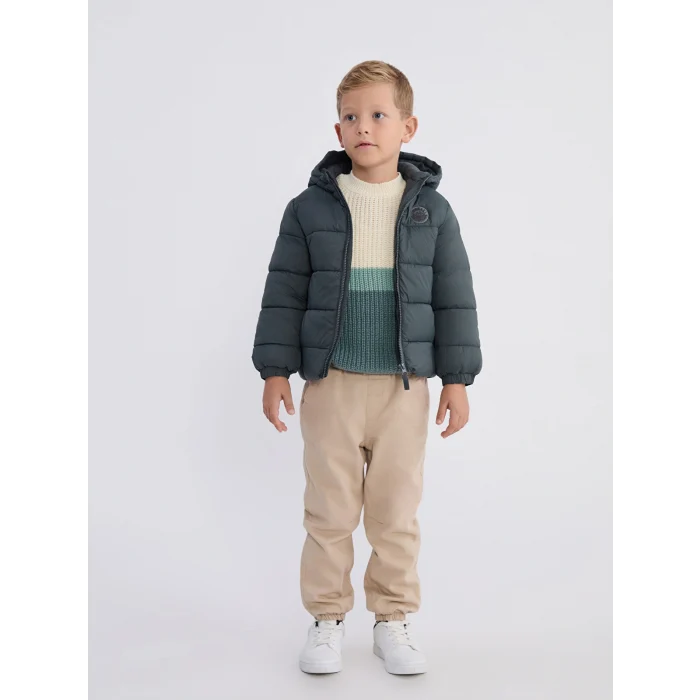 LCW Kids Gri Kapüşonlu Erkek Çocuk Şişme Mont