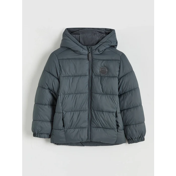 LCW Kids Gri Kapüşonlu Erkek Çocuk Şişme Mont