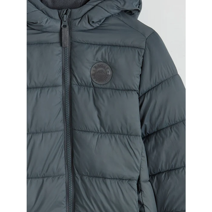 LCW Kids Gri Kapüşonlu Erkek Çocuk Şişme Mont