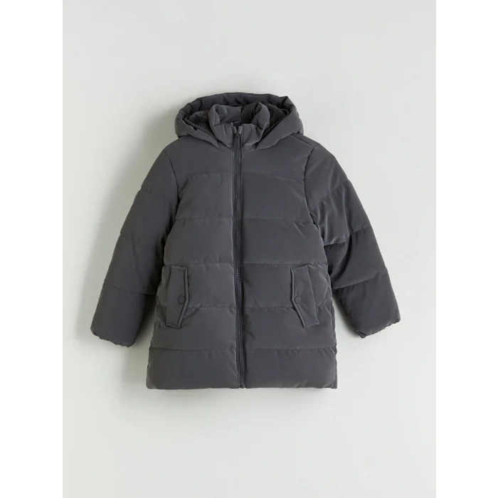 LCW Kids Antrasit Kapüşonlu Kız Çocuk Mont
